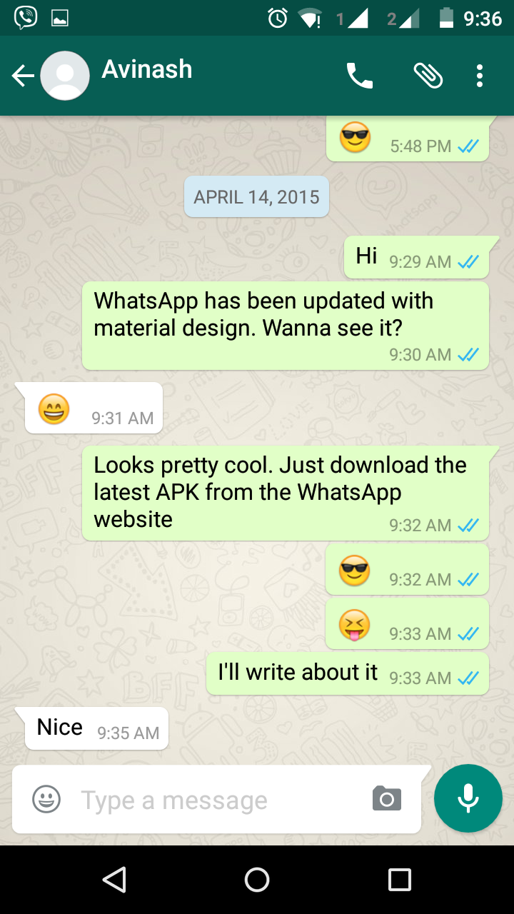 WhatsApp Messenger update brings Material Design