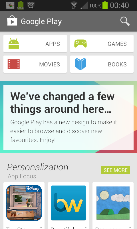 Google Play 4.0.27 UI