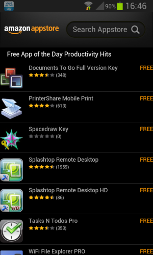 Amazon Productivity Hits App Store List