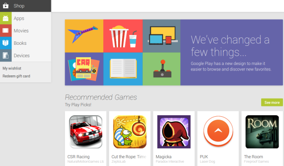 Google Play Store New Redesigned Web Version