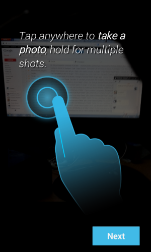 Moto X Camera Tap to take a photo