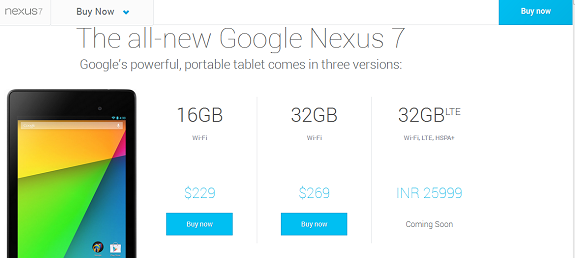 NEXUS 7 2013 INDIA PRICE