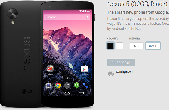 Nexus 5 India Pricing