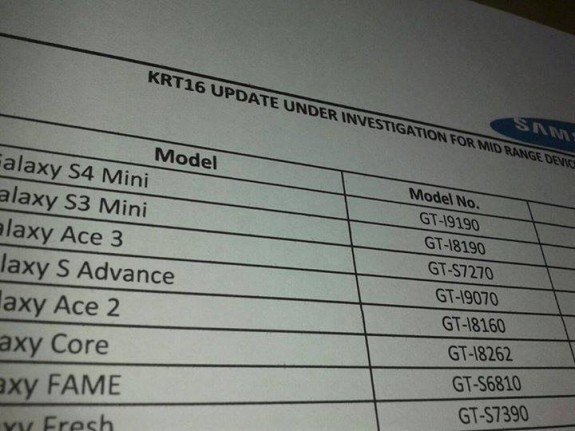 KRT16 Updates for Samung Mid range and low end devices