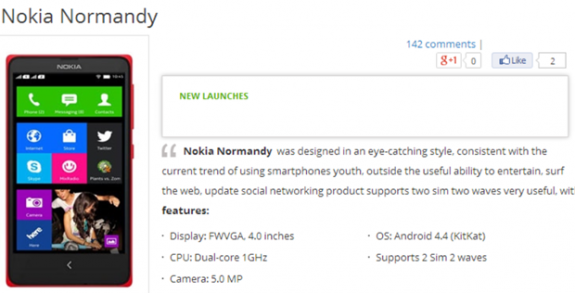 Nokia Normandy Specs