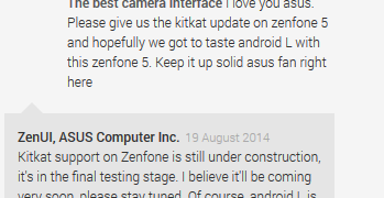 ASUS Zenfone KitKat Update and Android L