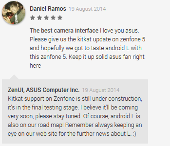ASUS Zenfone KitKat Update and Android L