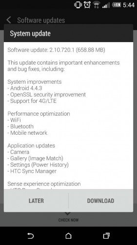 HTC One M8 Android 4.4.3 Update India