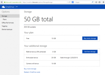 Microsoft OneDrive 15GB Free Bonus Storage Space Camera Roll