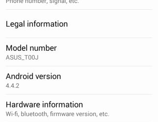 ASUS Zenfone 5 KitKat About Phone