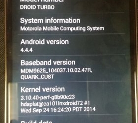 Verizon Droid Turbo About Phone
