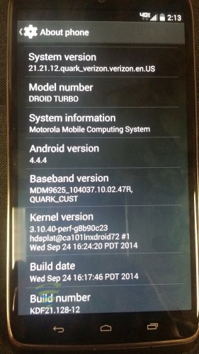Verizon Droid Turbo About Phone