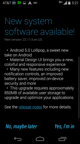 Moto G 2nd Gen Android Lollipop OTA Soak Test