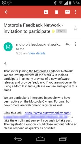 Moto G Android Lollipop Soak Test Invite India