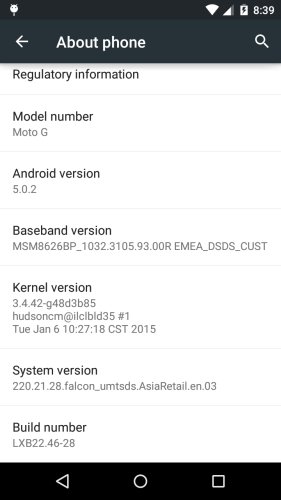 MOTO G XT1033 Android Lollipop 5.0.2 OTA Update