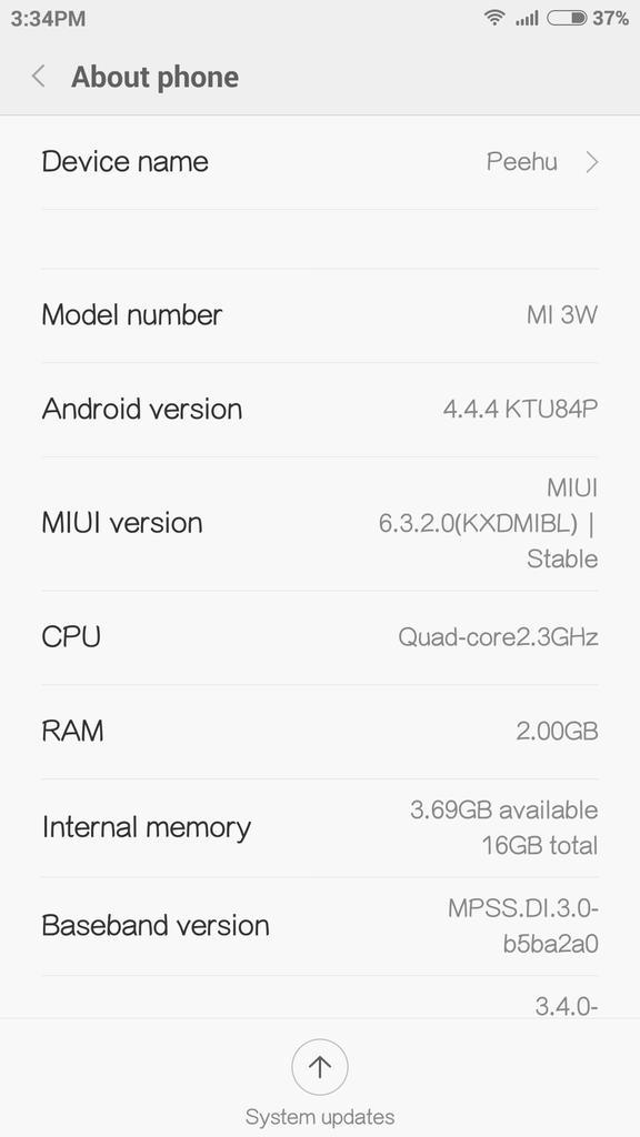 Xiaomi Mi 3 MIUI