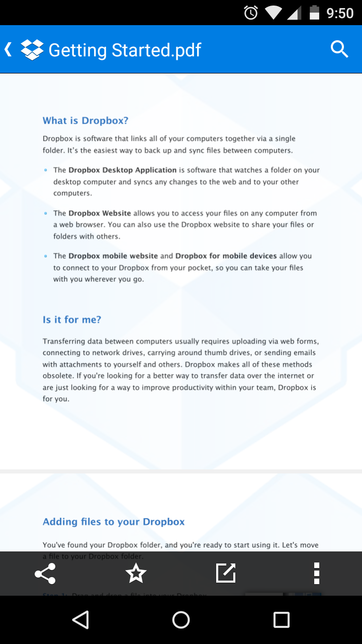 Dropbox for Android update adds a PDF Viewer