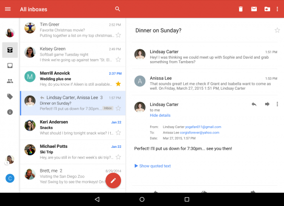 Gmail App Conversation view
