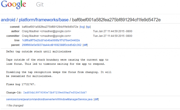 Google Android Commit Multiwindow