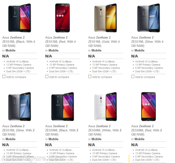 ASUS Zenfone 2 Flipkart Three Variants