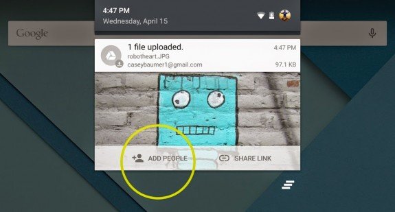 Google Drive Share File From Notification