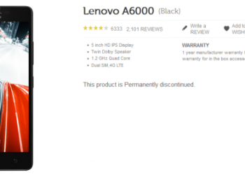 Lenovo A6000 Flipkart India Discontinued