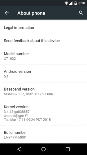 Moto G GPE Android 5.1 Lollipop OTA Update