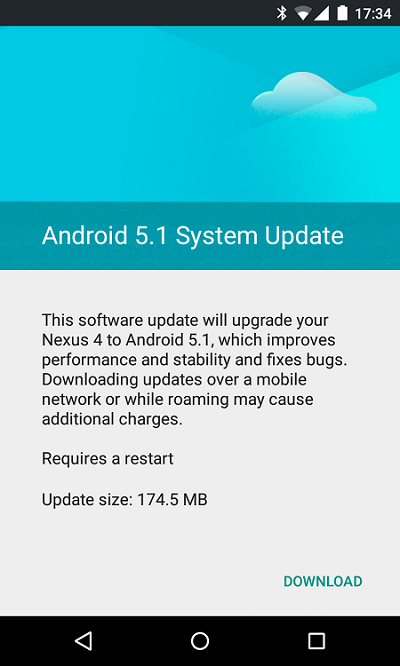 Nexus 4 Android 5.1 OTA