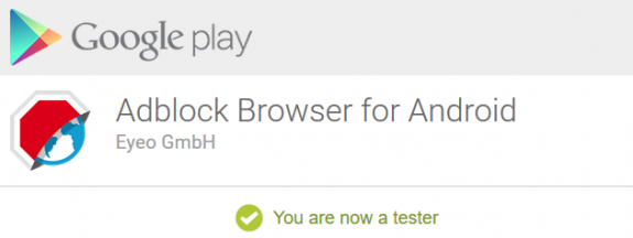Adblock Browser for Android Beta Tester