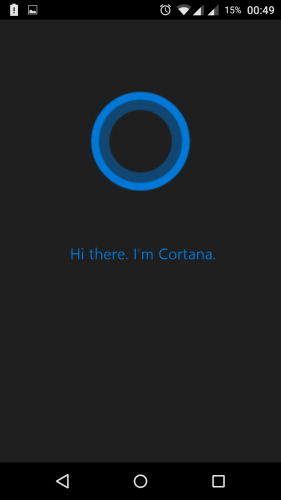 Cortana For Android Welcome Screen