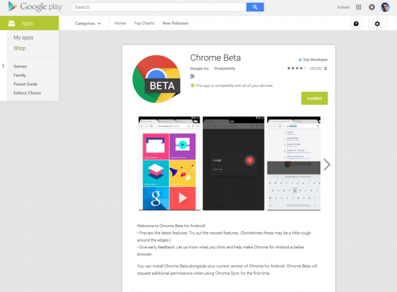 Google Play Web UI