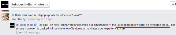 Infocus M2 Android 5.0 Lollipop Update