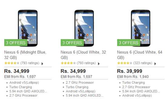 Nexus 6 Price Cut India