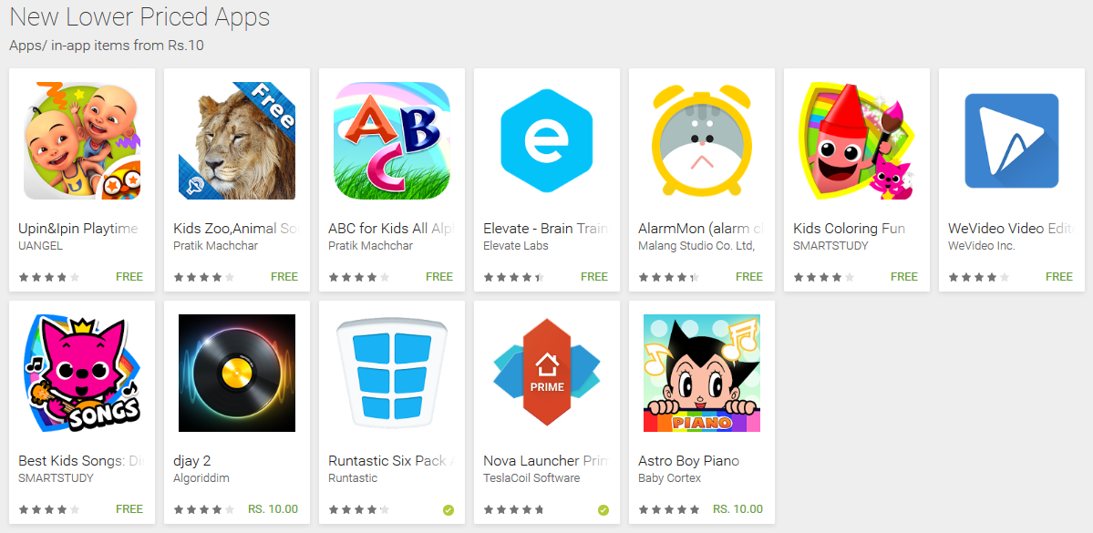 Google Play New Lower Priced Apps