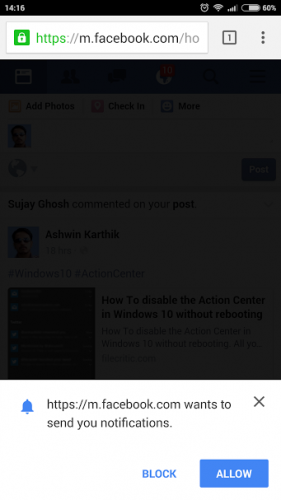 Facebook Notificiations Google Chrome Android
