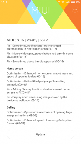 MIUI 7 Global Beta ROM 5.9.16 update change log