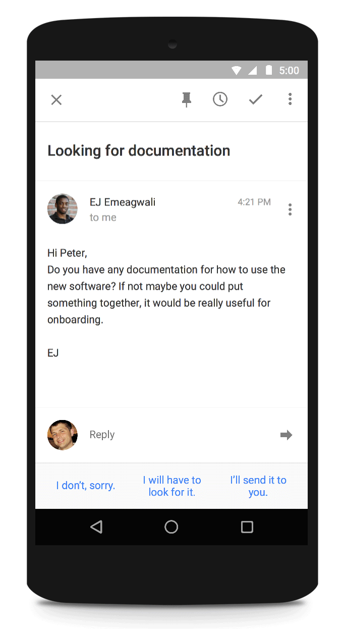 Google Inbox smart reply email