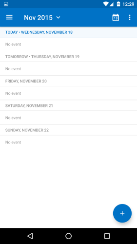 Outlook 2.0 for Android Calendar