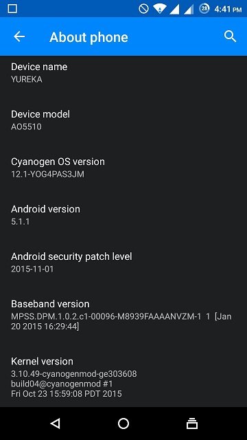 Yureka CM 12.1 OTA update