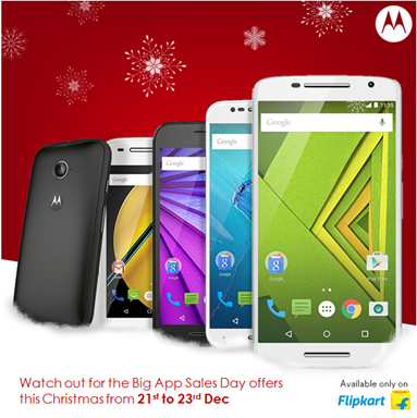 Motorola India Xmas offers 2015 MOTO E2 G3 X Play X Style