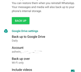 WhatsApp Google Drive Backup Chats options