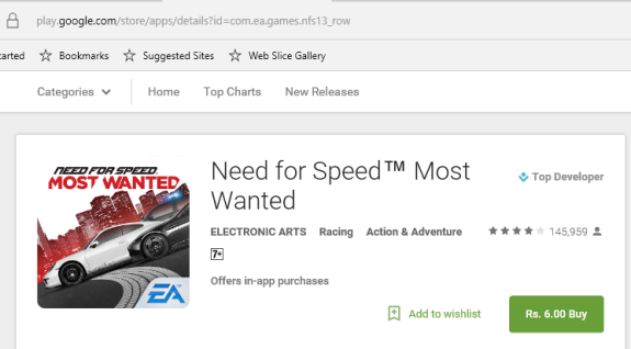 Need for speed most wanted India Android sale