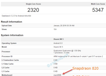 Xiaomi Mi 5 Geekbench