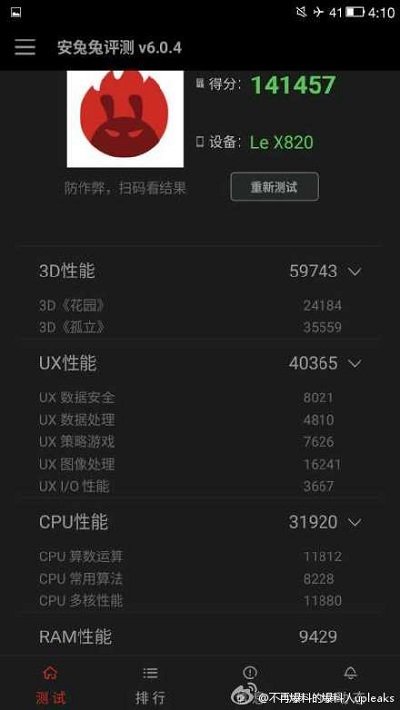 Le X820 Antutu