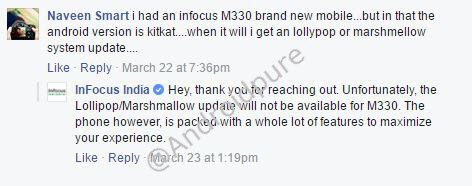 Infocus M330 Lollipop marshmallow update