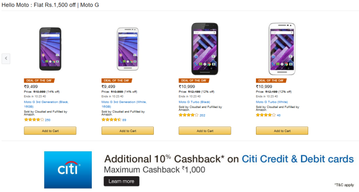 Moto G Amazon India Discount