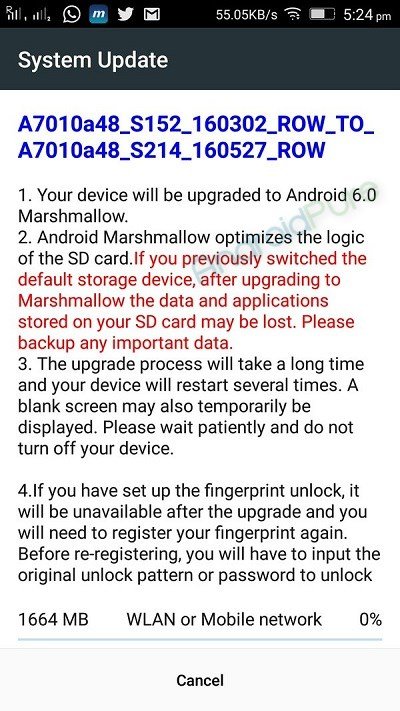 Lenovo K4 Note Marshmallow OTA update