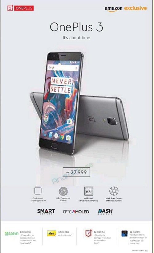 ONEPLUS 3 PRICE INDIA AMAZON