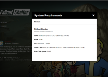Fallout Shelter PC System Requirements