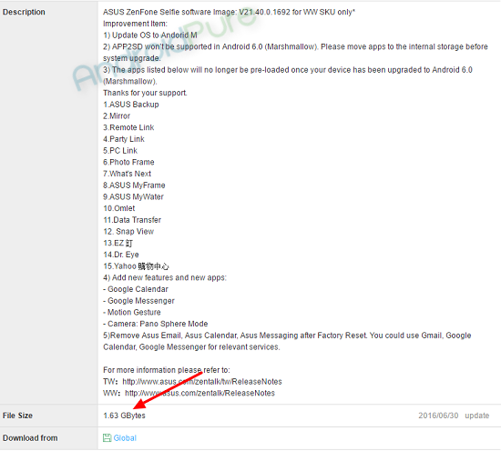 ZenFone Selfie ZD551KL Marshmallow ota update
